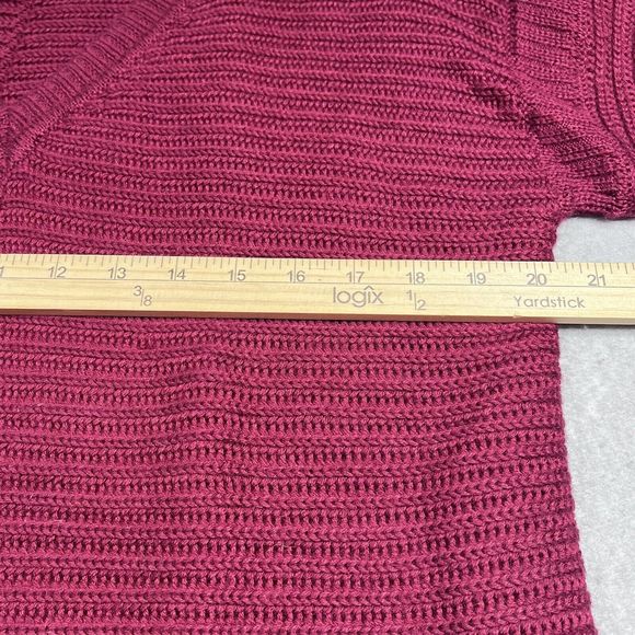 Sam Edelman Sweater Womens Size Medium Maroon V-Neck Knit Sweater - Picture 6 of 10